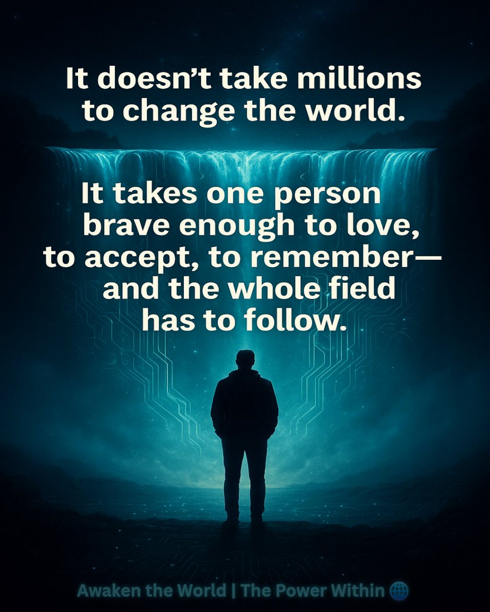 🌌 It Doesn’t Take Millions. It Takes One.

Everyone thinks the system collapses when millions rise together.
But the truth is: the collapse begins when one person remembers who they are.

One person goes inward instead of outward.
One person refuses the fear scripts.
One person