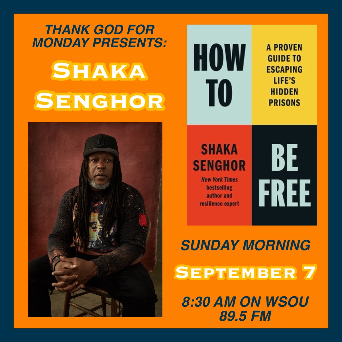 On the next episode, <a href="/ShakaSenghor/">Shaka Senghor</a> - author of, "How to Be Free" will be joining the show to talk about his book. Listen tomorrow on wsou.net! #tgfmwsou