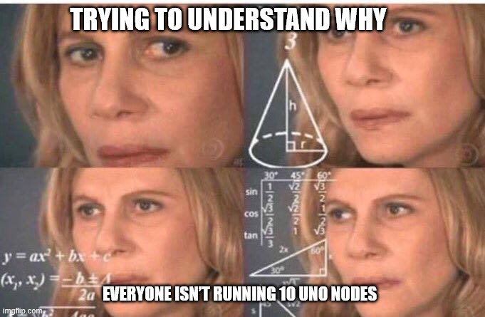 Season 1: $93/mo returns per UNO.

Season 2: Still insane ROI, just cheaper to start.$15 entry. 2000 votes. Free compute.

If you’re not running a UNO node yet...
don’t wail in Season 3. 

#NodeOps #UNO #PassiveIncome