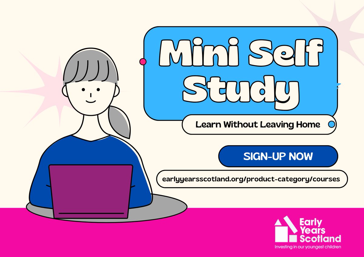 Early Years Scotland (@earlyyearsscot) on Twitter photo Our online mini self-study courses support and improve early years practice. The courses take approximately one hour and can be completed in your own time. 
All courses now cost only £12 for EYS members/£20 all others. 
Full details at earlyyearsscotland.org/product-catego… Our online mini self-study courses support and improve early years practice. The courses take approximately one hour and can be completed in your own time. 
All courses now cost only £12 for EYS members/£20 all others. 
Full details at earlyyearsscotland.org/product-catego…