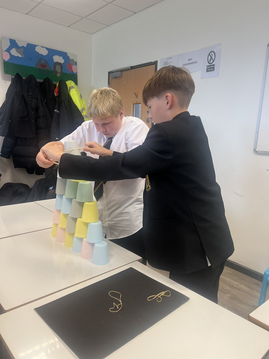 Team building Thursdays <a href="/MaestegMAC/">Maesteg Alternative Curriculum - Mr James</a> <a href="/MaestegSchool/">Maesteg School</a> 

Building cup towers using elastic bands. 

#teamwork #uppamac #alted