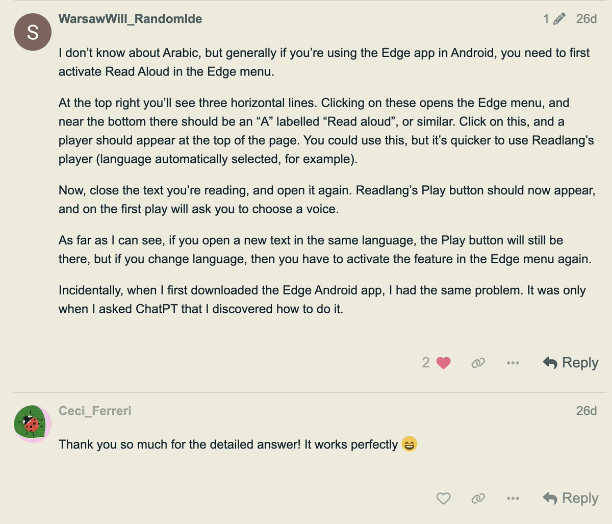 One of the coolest things about having a forum is when your users do customer support for you!