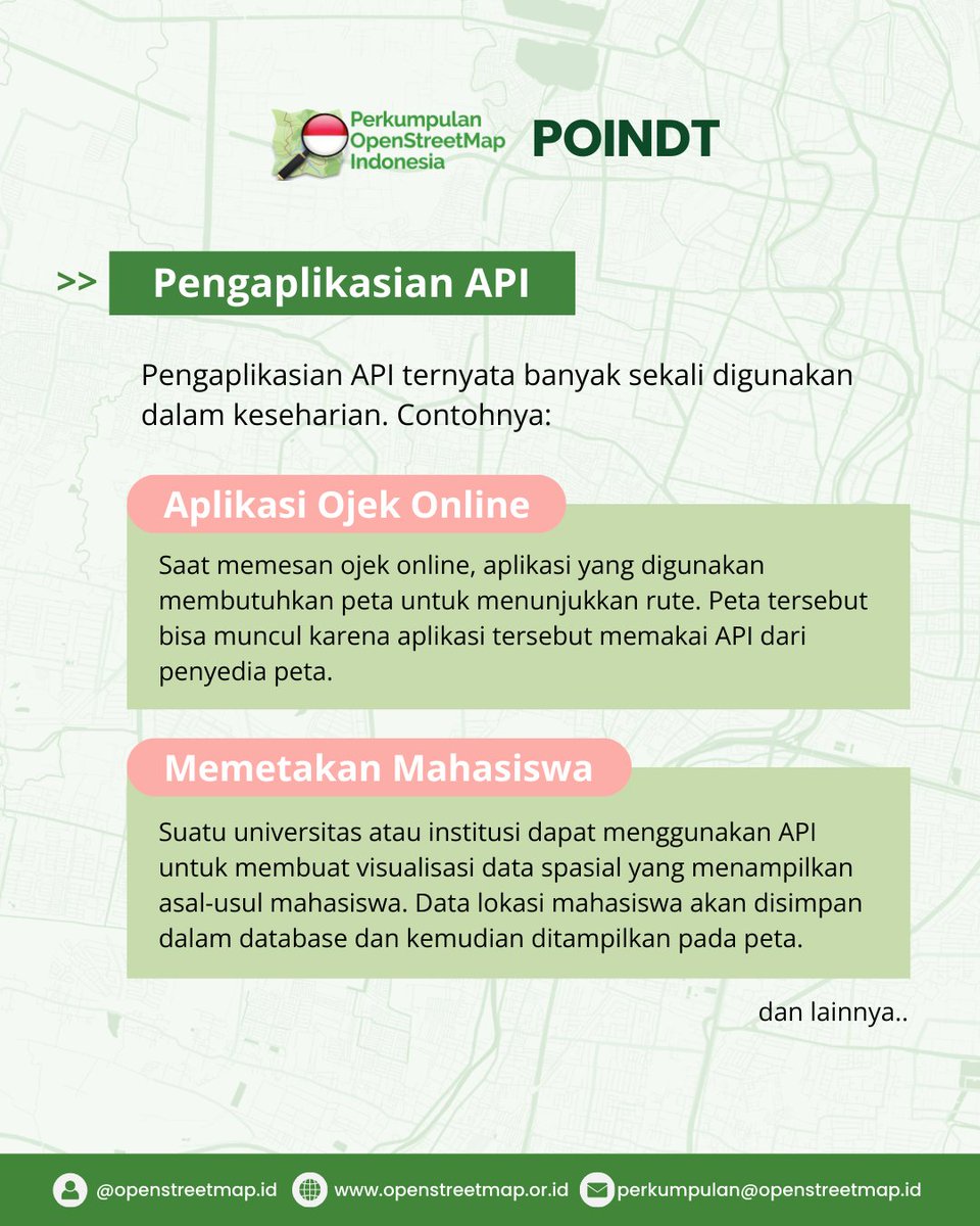 OSM_ID's tweet image. Apa itu API? 🤔
➡️ API adalah jembatan antar aplikasi untuk bertukar data dengan cepat.
Contoh: pesan ojek online 🚖 → API peta tunjukkan rute.
#OpenStreetMapID #API #OpenMapping