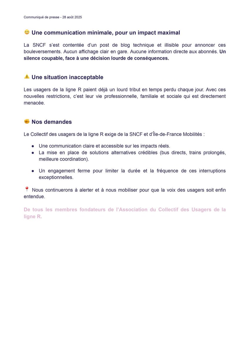 COMMUNIQUE DE PRESSE 🤬
👉 Dès septembre, les circulations du soir seront quasi supprimées après 21h, condamnant des milliers d’usagers à des soirées écourtées, des trajets rallongés et des correspondances en bus aléatoires.