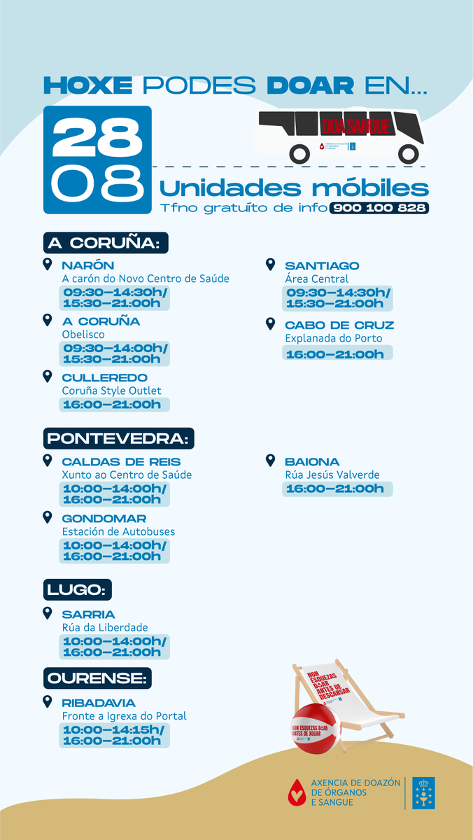🔴 A túa #doazón, a súa esperanza      
Atopa as nosas #unidadesmóbiles e salva vidas en só uns minutos