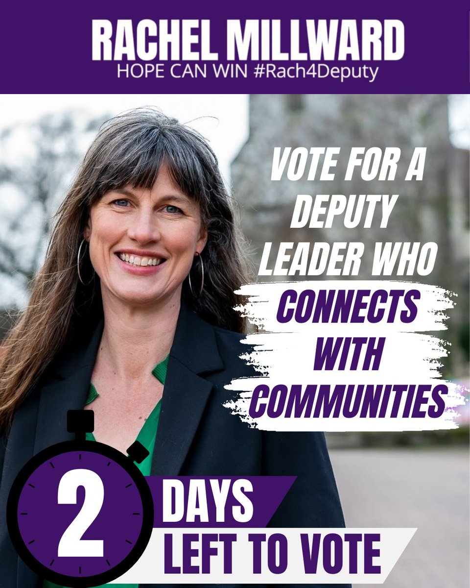 My first jobs were in care work. I ran a community arts centre. I was governor of an inner city primary school. I am lead cabinet member for community, culture and communications at Council. I love being part of a party that serves communities.

#Rach4Deputy #RankRachel1st