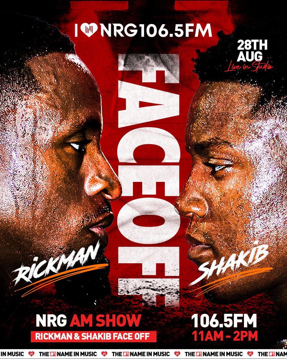 Two giants, one showdown! ⚡ <a href="/RickmanManrick/">Rickman Manrick</a> and <a href="/Shakibcham05/">Shakib Cham</a> face off LIVE in studio! 🎤

 #NRGRadioUG #NRGAmShowUG