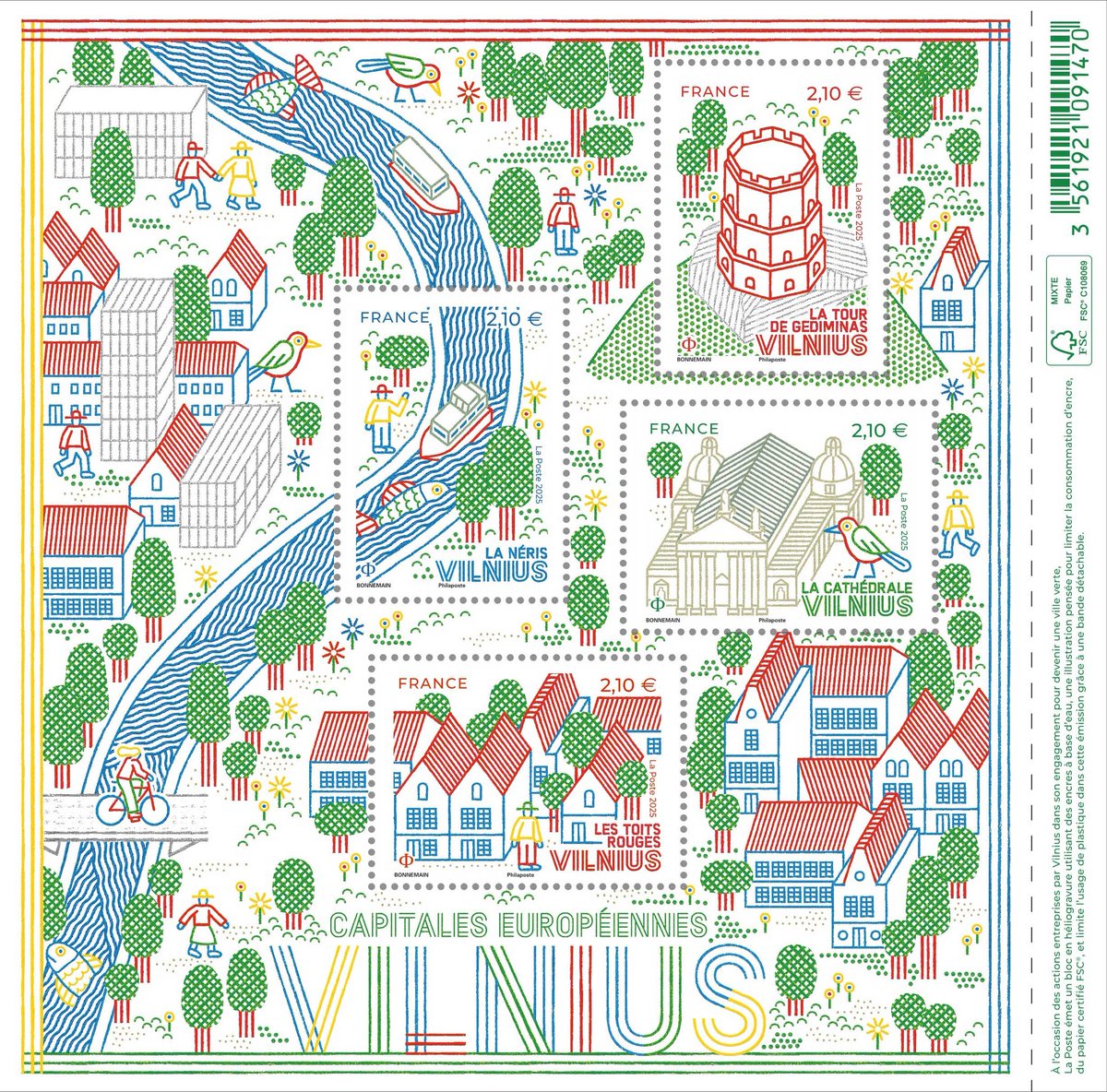 toutsurletimbre's tweet image. 🆕️ Le 13 octobre 2025, La Poste vous invite à continuer la balade à travers les capitales européennes 🇪🇺 avec un bloc de 4 #timbres consacré à #Vilnius 🇱🇹  
Cette série a été initiée en 2002 avec Rome.
@FranceLituanie @LTEmbassyFR
@APranckevicius
#philatélie #Lituanie