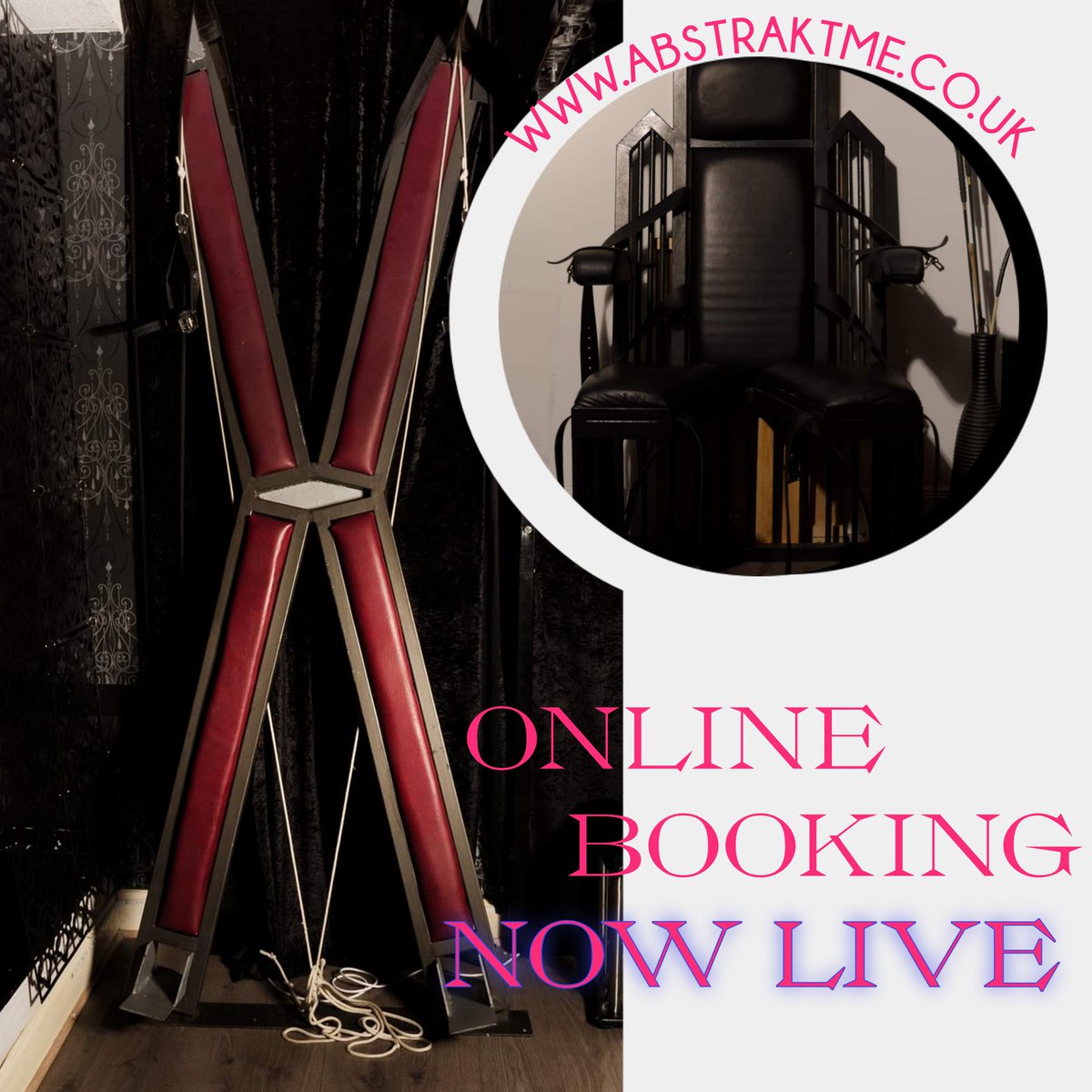 We now have a simple online booking system 

City centre BDSM studio for hire by the hour

Couples-Photographers-ProDommes-Content Creators

abstraktme.co.uk/studio