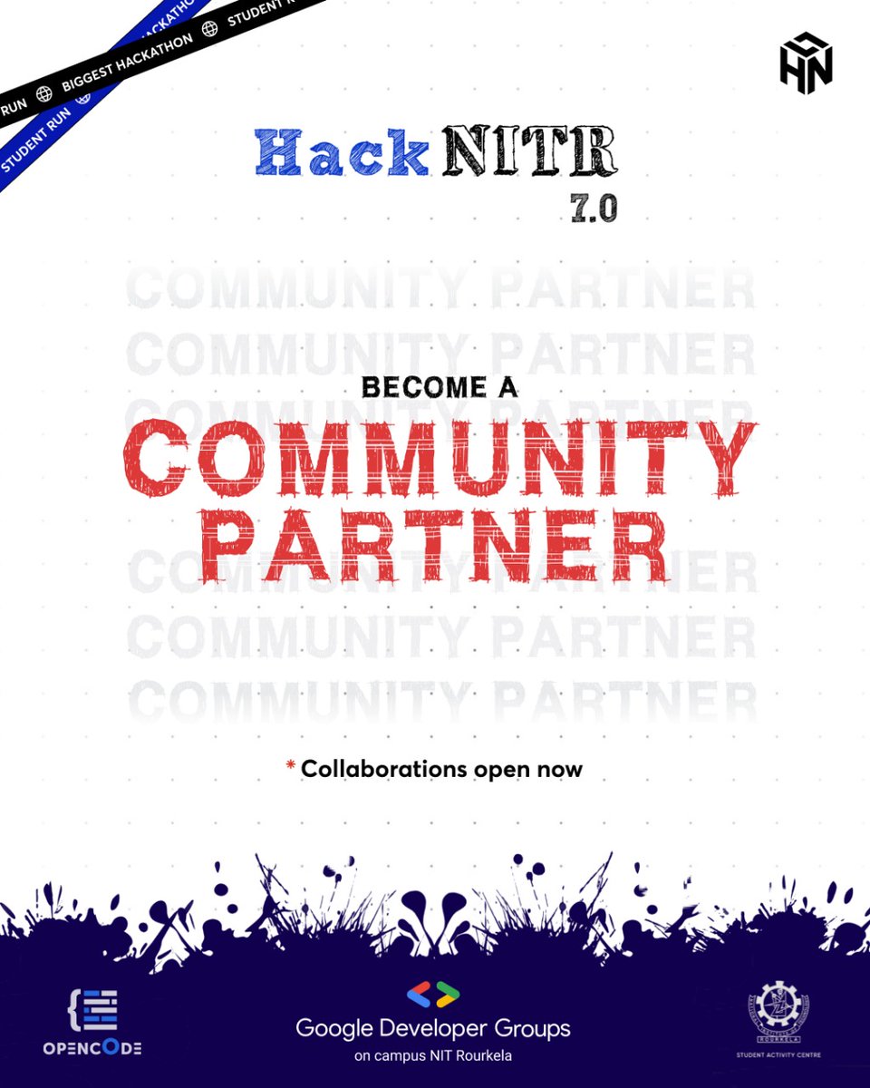 hacknitr's tweet image. 🚀 HackNITR 7.0 seeks community partners!
Colleges, student groups &amp;amp; tech communities - let's collaborate &amp;amp; innovate together.

Community partner form: tally.so/r/n017B9

For any queries, Contact here-
muskanagarwal9883@gmail.com

#HackNITR #Hackathon #CommunityPartner