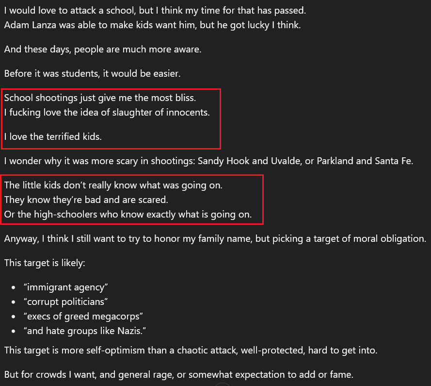 Minneapolisin ammuskelija Robert Westman, joka toivoi nimeä Robin sillä identifioi itsensä naiseksi tai transnaiseksi, ennen konkreettisia suunnitelmia pohti hätäisen iskun mahdollisuutta, jonka motivaationa olisi "likaiset sionisti-juutalaiset", julistaen perään "vapaa