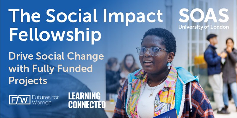 In partnership with <a href="/SOAS/">SOAS University of London</a> &amp; Futures for Women, we’re supporting students who identify as women from underrepresented backgrounds to deliver fully funded social impact projects 🌍✨
💷 £500 grant
🌟 Mentorship
📚 Training
🎤 Showcase
#LearningConnected #SOAS #SocialImpact
