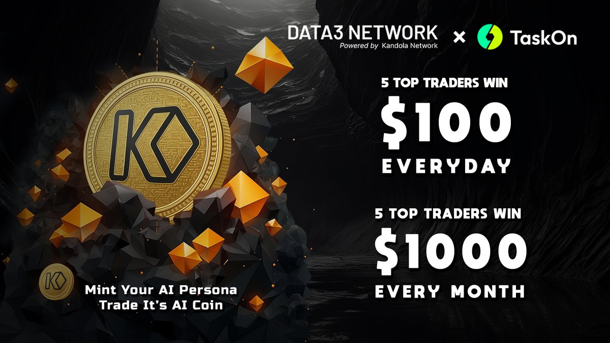 🚀 New TaskOn quests are live!
Mint a Persona, finish tasks, trade AI Coins.
🏆 Top 5 daily = $100 KAN | Monthly = $1,000 KAN
🔔 Winners EVERYDAY

Start:rewards.taskon.xyz/quest/151511356
Trade: data3.network

#taskon   #Web3AI #CryptoCommunity