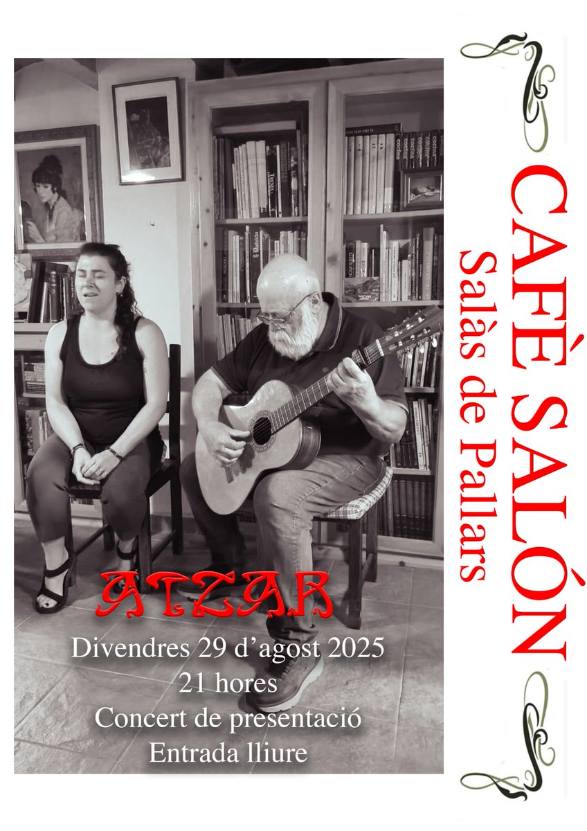 Aquest divendres vine al Cafè Salon a gaudir de la música d'Atzar🎶