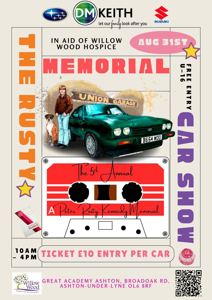 The Peter 'Rusty' Kennedy Memorial Car Show is back for its fifth year 🚗

📅 This Sunday (31st August)
🕙 10am to 4pm
📍 Great Academy Ashton, Broadoak Road

Enjoy classic cars, trader stalls and sweet treats—all in support of the Hospice 💜

More info: facebook.com/b654woo