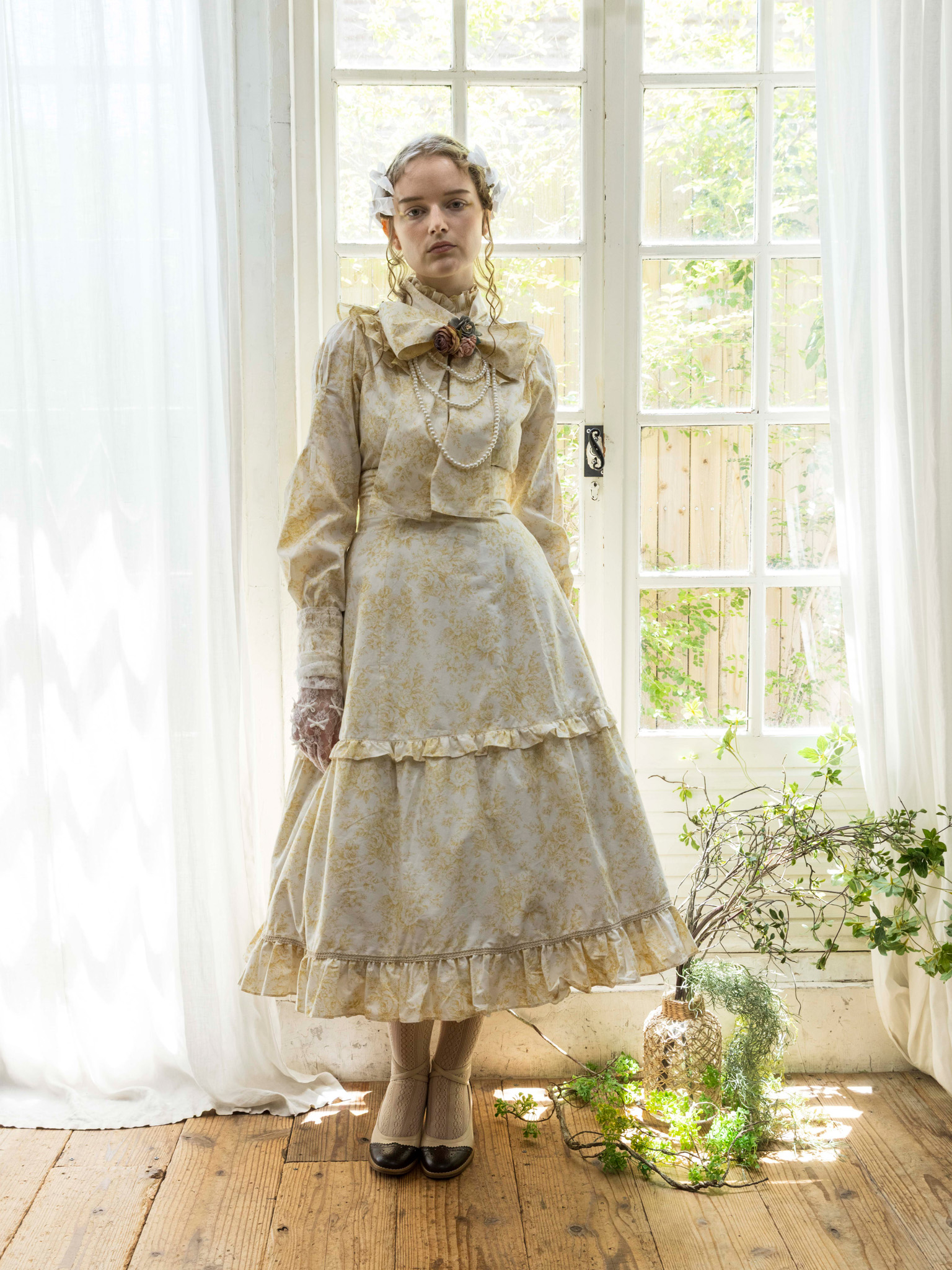 【美品】Victorian maiden ローズコールフリルスカート ブーケ柄 美品】Victorian maiden ローズコールフリルスカート ブーケ柄