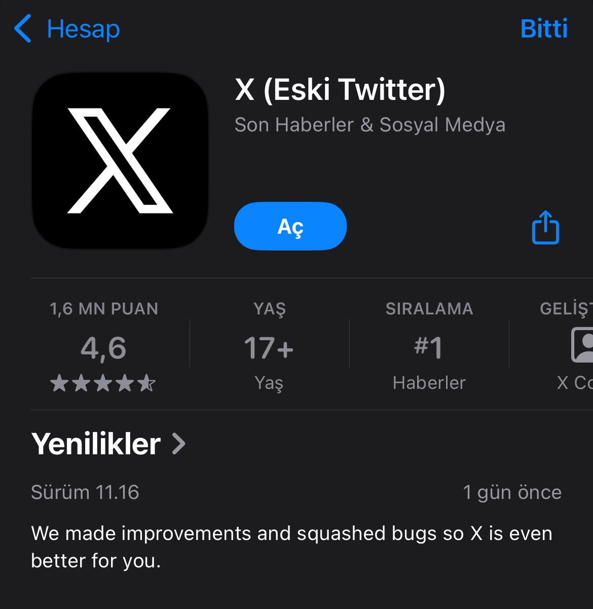 App Store bile hâlâ ‘Eski Twitter’ diyor… demek ki isim değiştirmekle kimse eskiyi unutturamıyor. 🫠