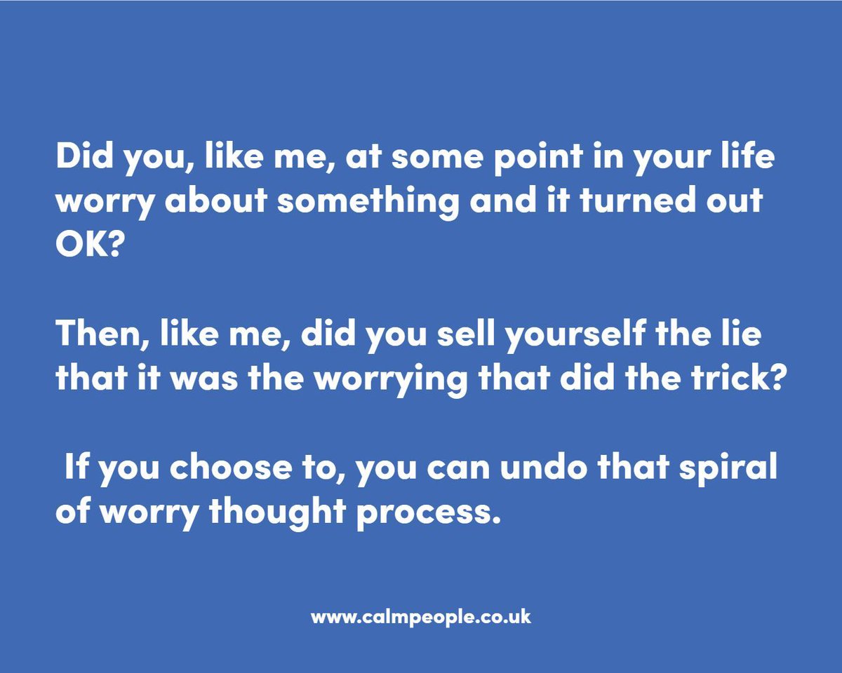 TheCalmPeople's tweet image. Did you, like me, at some point in your life worry about something and it turned out OK? 

Then, like me, did you sell yourself the lie that it was the worrying that did the trick? 

If you choose to, you can undo that spiral of worry thought process.

#livingwithcancer #hr