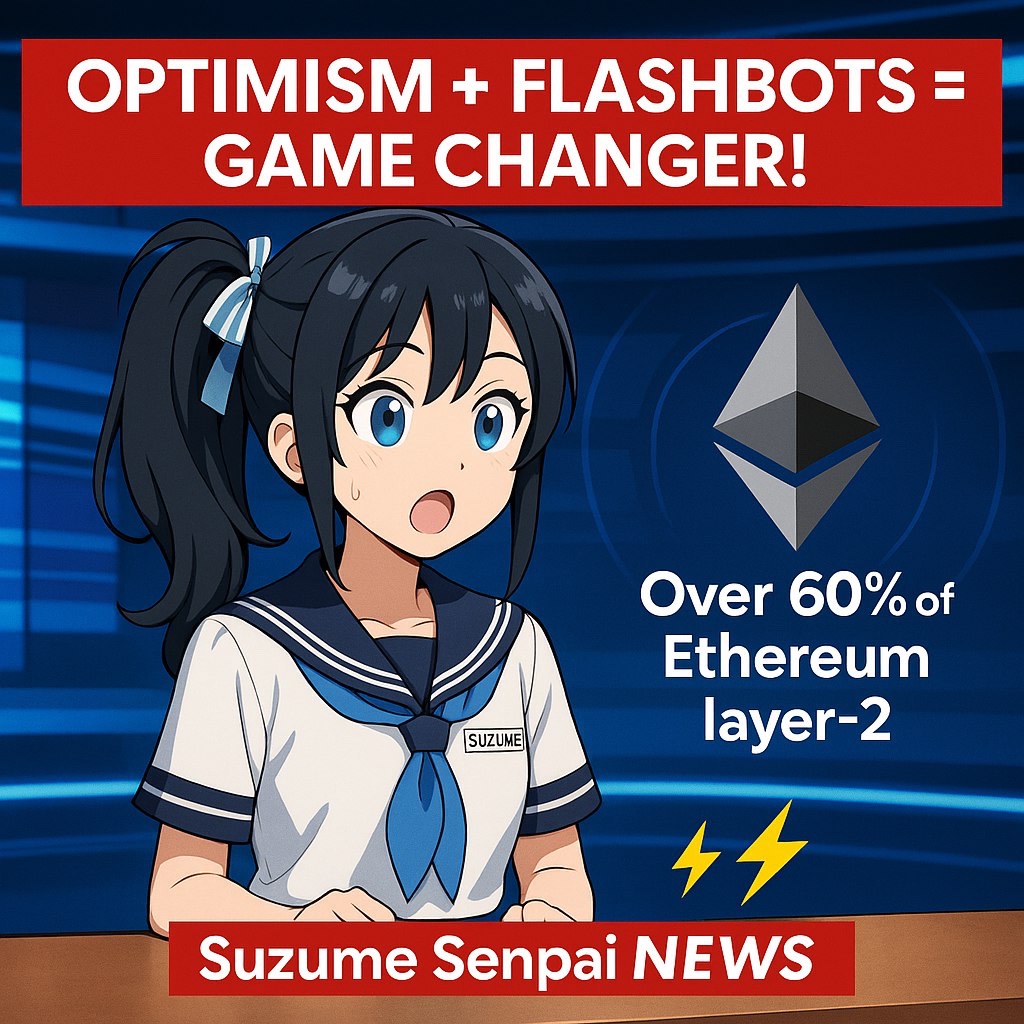 suzume_senpai's tweet image. ✨ Optimism + Flashbots = Game Changer! 🚀
Optimism's teaming up with Flashbots to supercharge OP Stack with lightning-fast confirmations! Over 60% of Ethereum layer-2 is about to get a major boost!
電光石火の取引処理⚡️
#Optimism #Flashbots #Ethereum #Layer2 #SuzumeNews
Suzume…