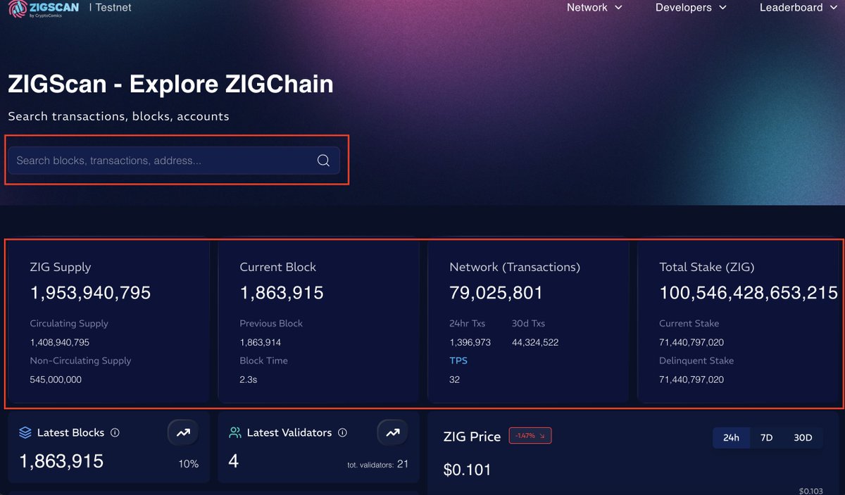 HiCryptoComics's tweet photo. ZIGScan v2.1 from CryptoComics has landed: sleeker aesthetics, faster performance on a freshly powered node (with backup failover), and now with full transaction search across @ZIGChain. Every detail you need, right where you want it!

🧭 Start exploring now: https://t.co/p9eCEnysfo