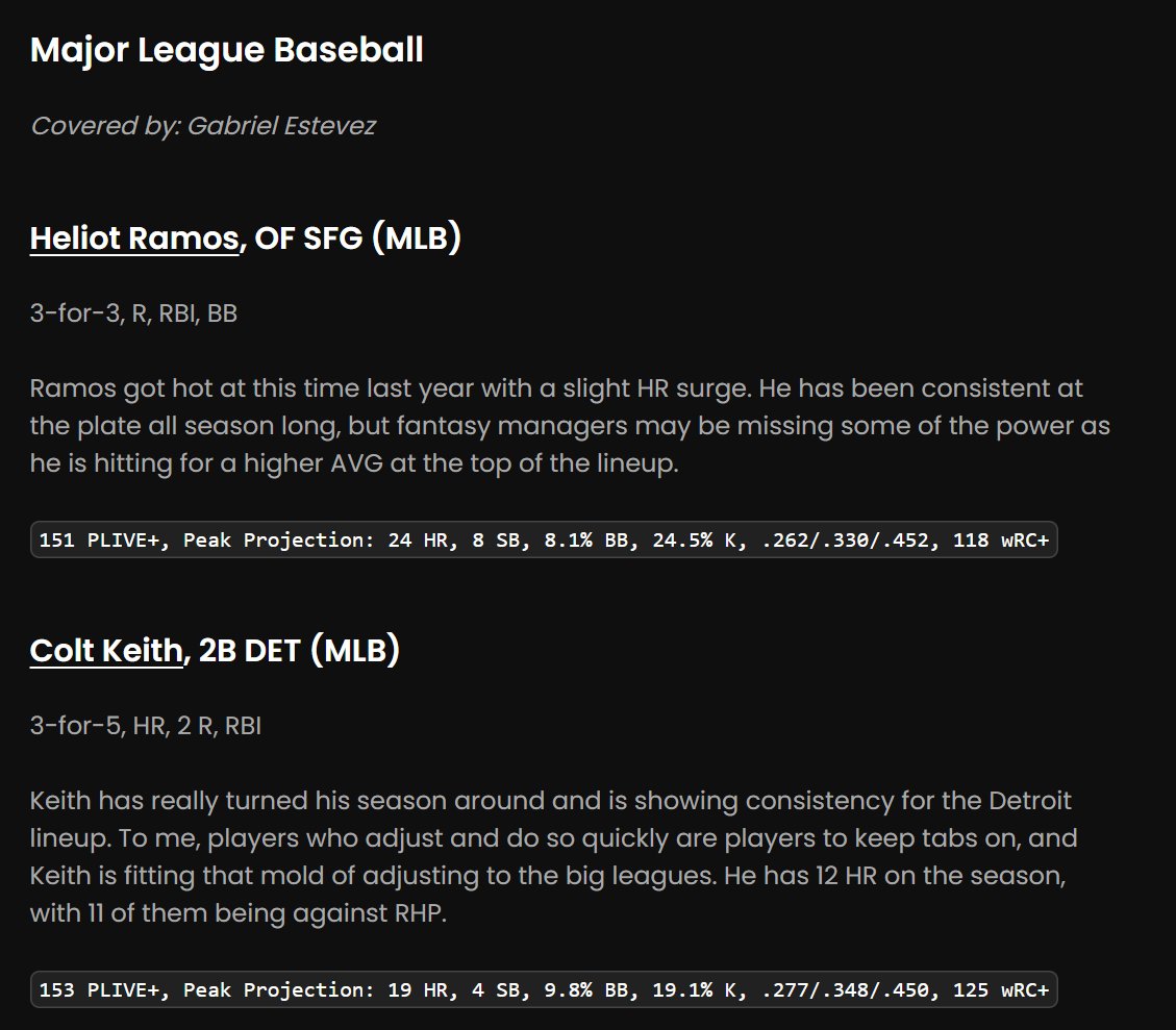 The PLive Daily Sheet is now auto formatted &amp; database generated so we have player links, consistent names/teams and linked peak projections moving forward

whole new world. 2026 is going to be next level
