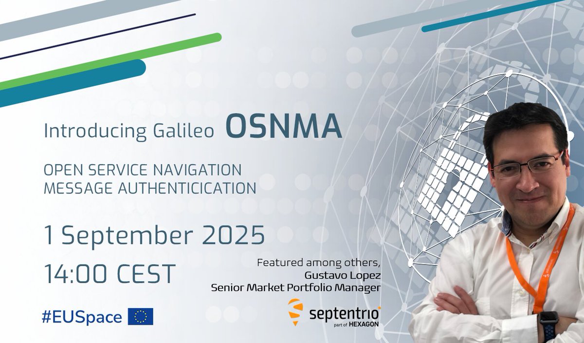 Join us for the EUSPA –EC co-hosted webinar and learn how Galileo’s #OSNMA now empowers users to verify the authenticity of navigation signals and guard against spoofing attacks.

Register here 🖋️ow.ly/hvGR50WLgeO

<a href="/EU/">EU</a>-SST @EUSPA