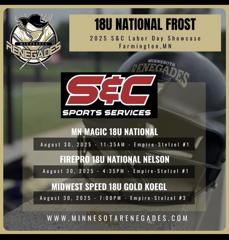 Pool play for this weekend!
<a href="/MNRenegadesSB/">Minnesota Renegades</a> 
<a href="/BLCWSoftball/">BLC Softball</a> 
<a href="/ChoiceFastpitch/">Choice Fastpitch</a>