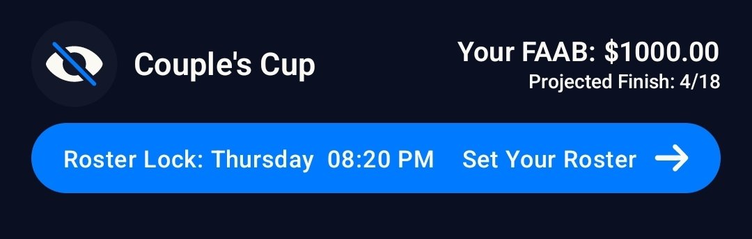 NeakyPoojabba's tweet photo. @GLchop @PaulCharchian do rosters lock at kickoff of Thursday games? Can this be changed? https://t.co/9x0tHc1wLq