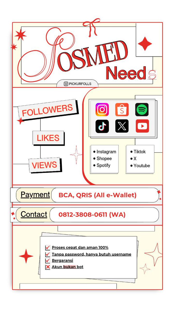 gwelatte's tweet photo. Aku punya  𝐬𝐞𝐦𝐮𝐚 koleksi yang kamu cari dari followers, likes, dan view untuk akun Instagram, X, TikTok, dan lainnya. Bergaransi, proses cepat, bahkan sudah terbukti yang teraman. Hubungi kontak tertera segera, ya. ☎️ t.5903 https://t.co/9NHKOdrmrc