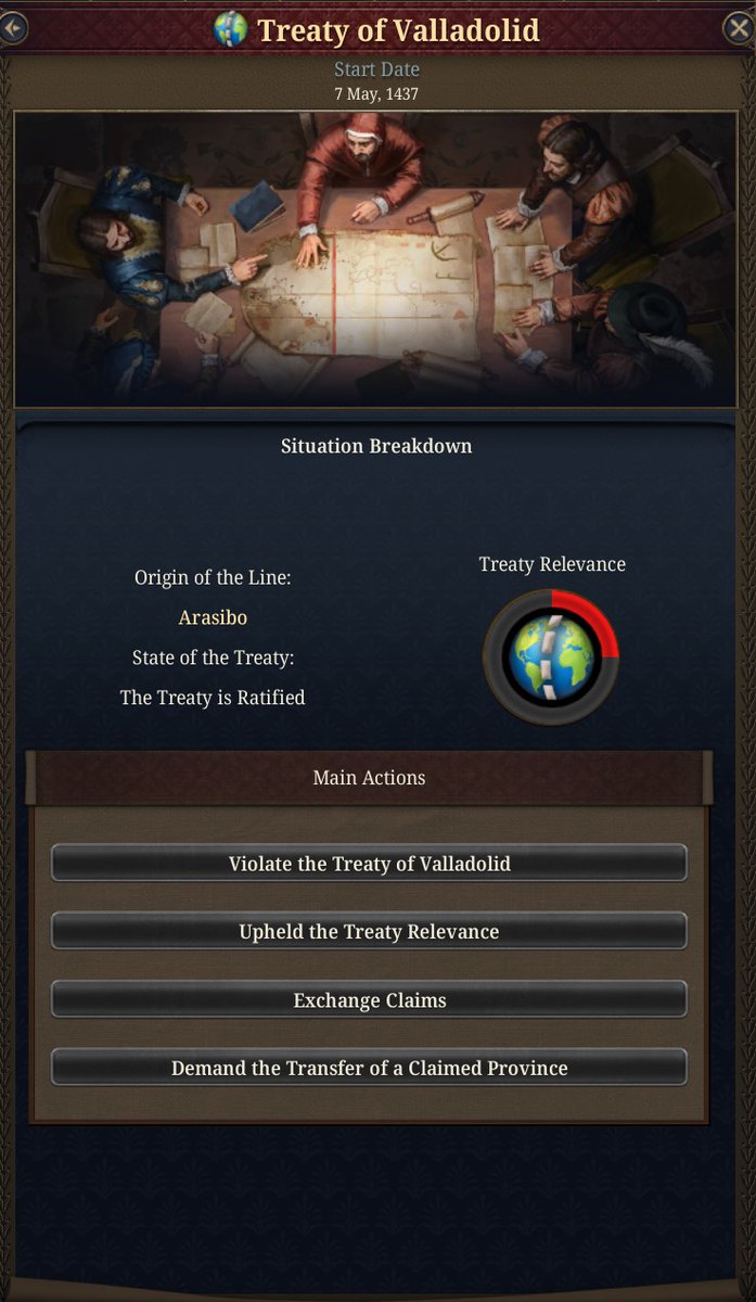 nekotei_m's tweet image. #EU5 #ProjectCaesar
開発日記 第78回はトルデシリャス条約と大疫病（新大陸）について
forum.paradoxplaza.com/forum/develope…

◎シチュエーション「トルデシリャス条約」
■発生条件と命名…