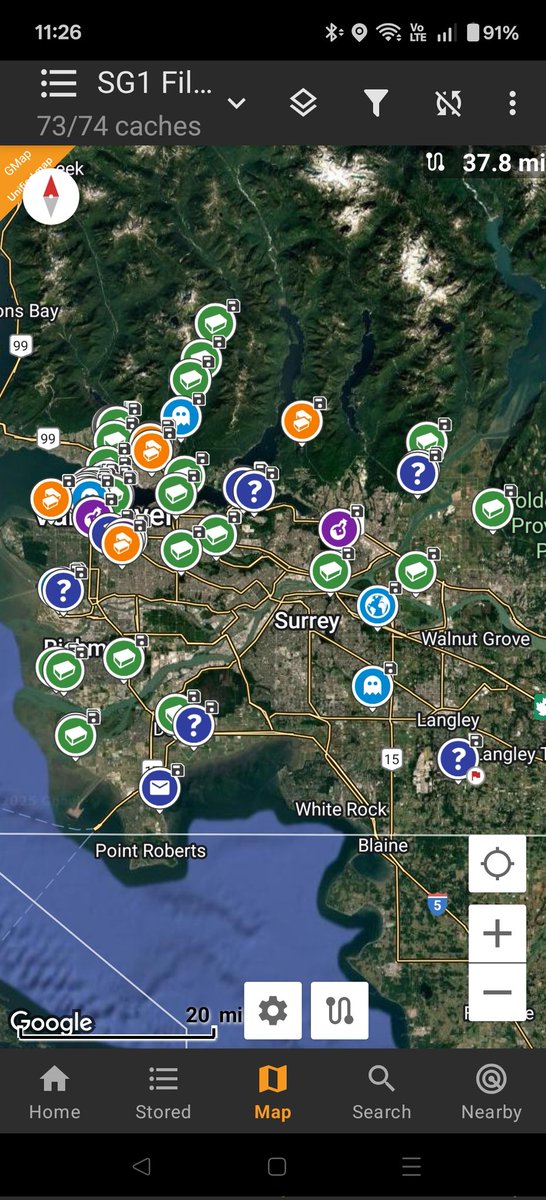 This marks my 10,000th tweet!
Here's all the geocaches I've marked at/nearby Stargate filming locations in Vancouver. There's also a Virtual cache at Cheyenne Mountain, just at the point where it's no longer open to the public 😅
