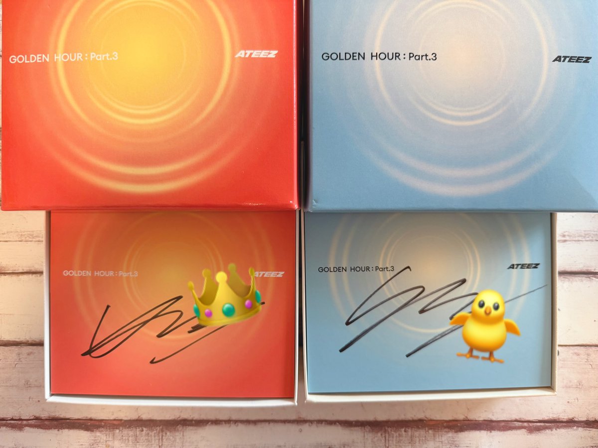 ATEEZ GOLDEN HOUR Part:3
hello82🇺🇸signed サインカード交換

譲▷🧡ヨサン 🩵ミンギ

求▷サン（🧡🩵ver.違い可）

スタンプ無しのお写真希望の場合dmにて提示します。
埼玉、名古屋、神戸の会場での手渡し
or郵送にて交換お願いします🙇‍♀️
お気軽にお声がけ下さい🍀

#ATEEZ交換