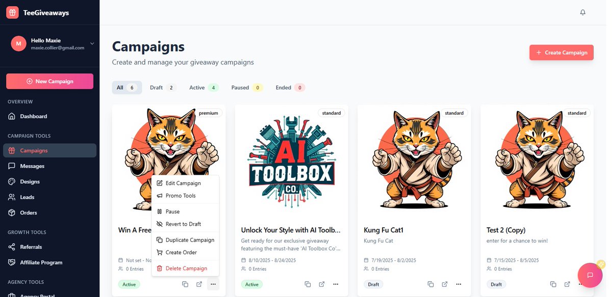 Excited to preview our app  Tee Giveaways teegiveaways.com a platform for quickly creating t-shirt based giveaways to promote your brand and generate leads.  <a href="/base44/"></a>  #Base44ForMarketing