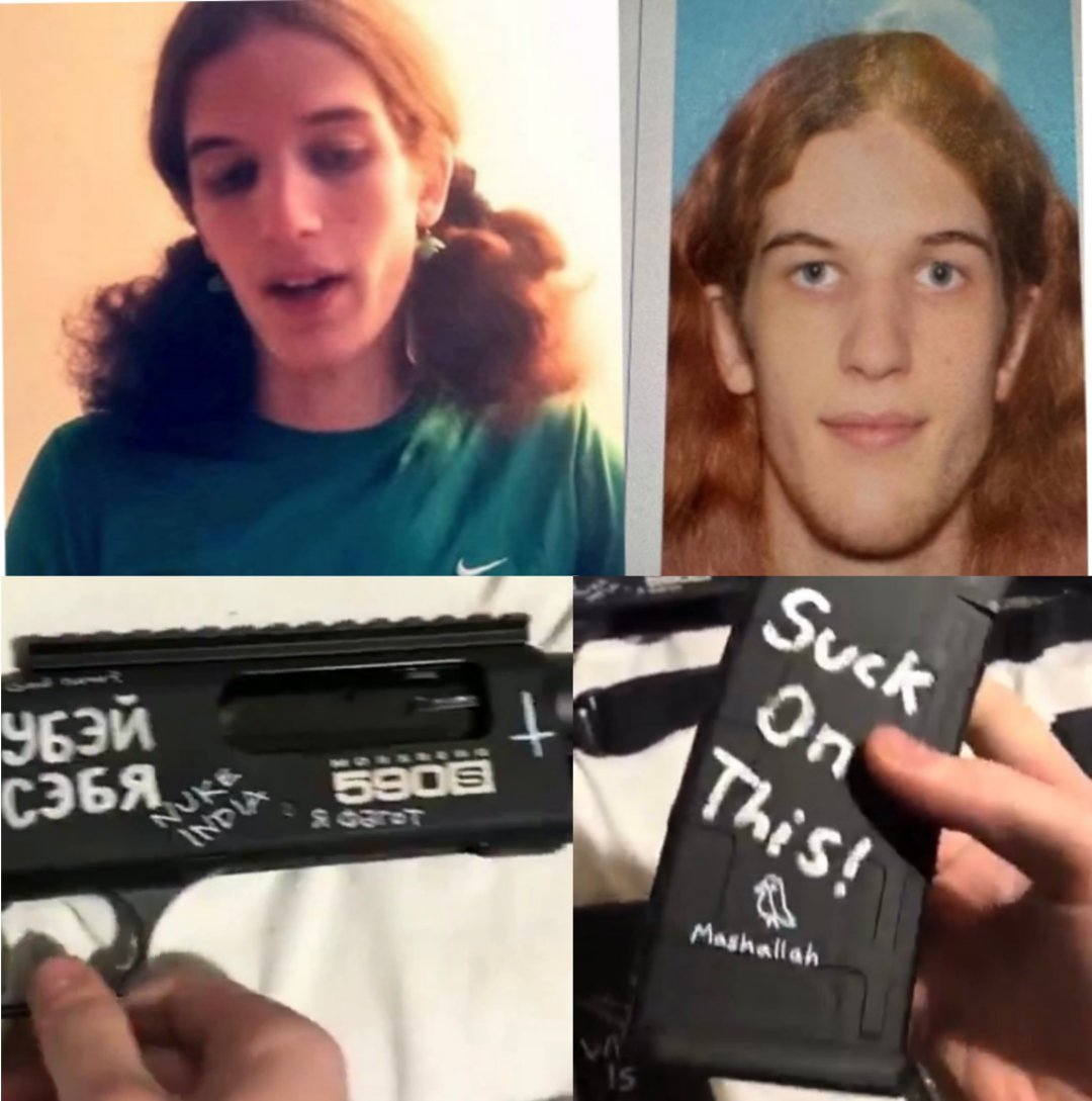 HPhobiaWatch's tweet photo. The Minnesota Catholic school shooter was brainwashed by Islamic-Pilestine-Groyper propaganda. He had Mashallah and N*ke India written on his automatic gun. He killed 2 children aged 8 and 10. Daily reminder that Islam is a death cult and there is not a single good thing about these indoctrinated zombies. India has realised. Sooner the civilised world realizes the better it will be for their children