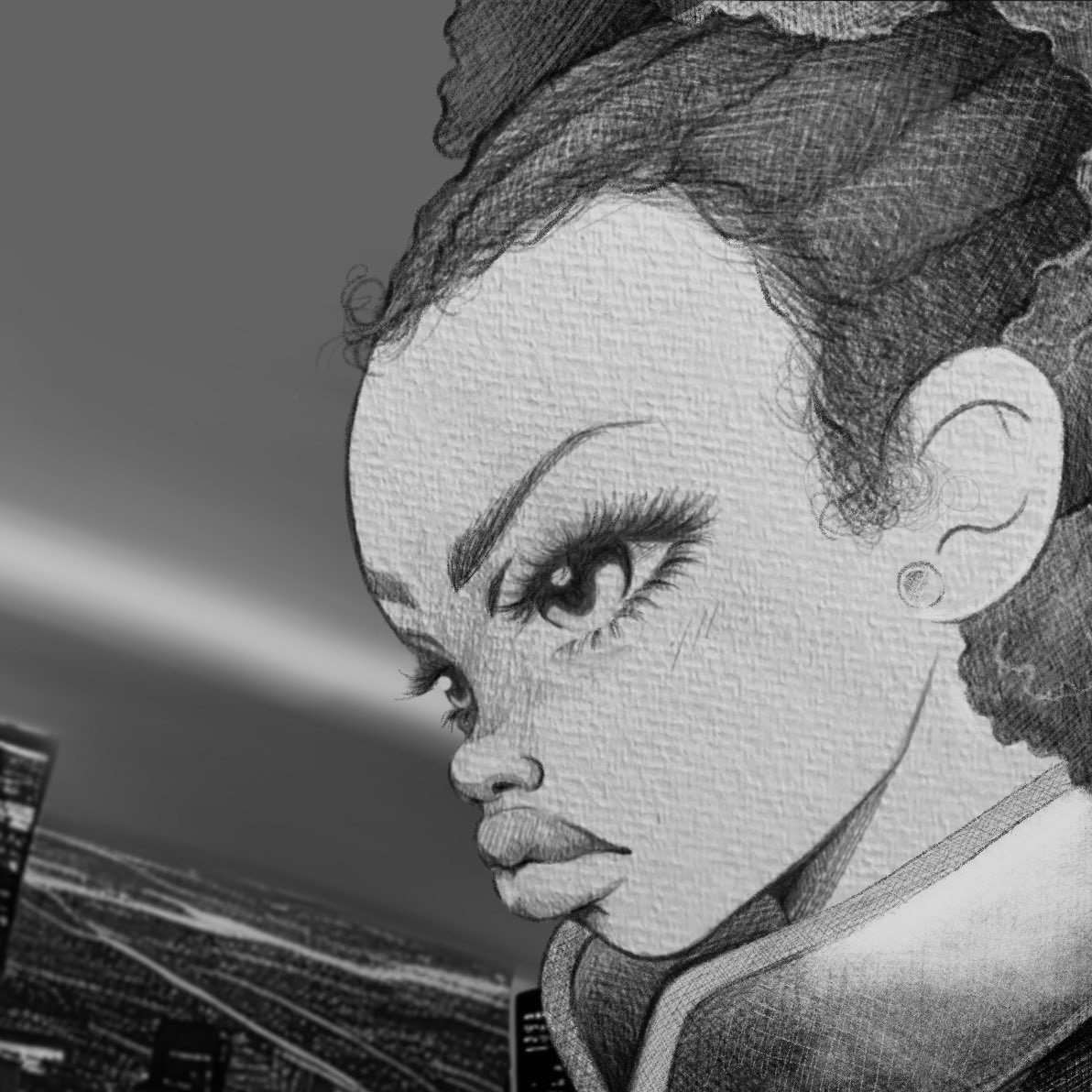 I drew a coily haired alien princess today :P the vegeta hairline was on purpose