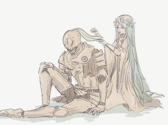 今日の1時間落書き 毛繕い