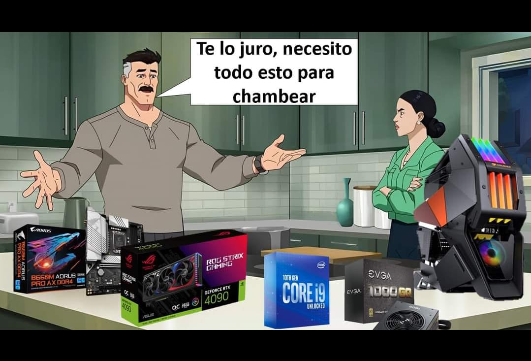 alvaro_chirou's tweet photo. 👉Confiesen. ¿Se autojustifican las mejoras de su PC argumentando que es para el trabajo sabiendo que les será útil para, por ejemplo, jugar?
Aun así les digo, 🔥 Faltan VR, play 5, 6 monitores, silla gamer.
🤣¿Qué más agregarías?
#ParaLaChamba #PCMasterRace #MemeTech https://t.co/uIfk9wiGi0
