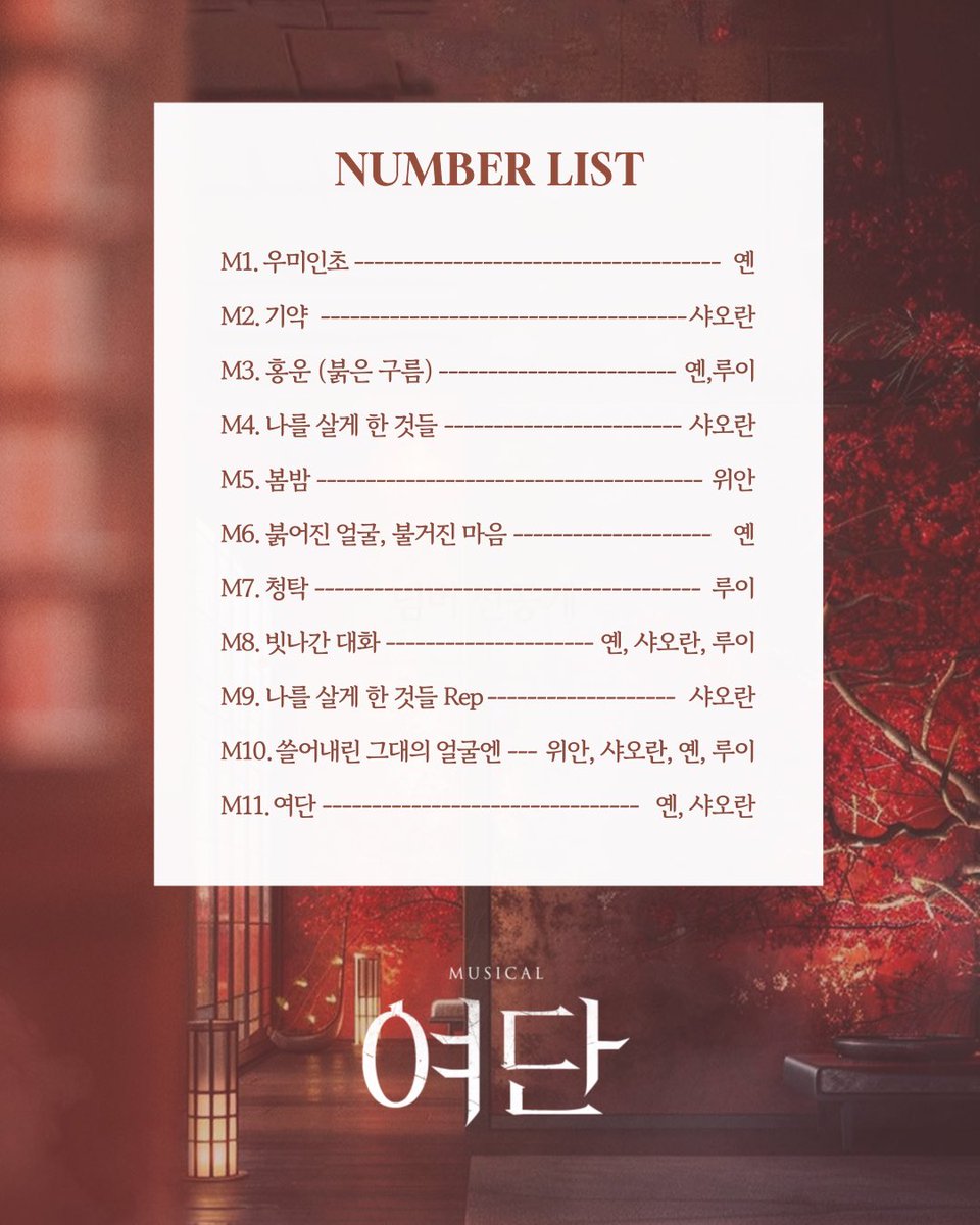 nepcontents's tweet photo. NEP 인디뮤지컬 시리즈 2 [#여단] 🪭
𝐍𝐮𝐦𝐛𝐞𝐫 𝐋𝐢𝐬𝐭 공개

뮤지컬 여단의 넘버리스트를 공개합니다!✨

_
2025.09.02 - 11.02
서울숲씨어터 1관

#뮤지컬 #여단 https://t.co/tXoMT7El5T