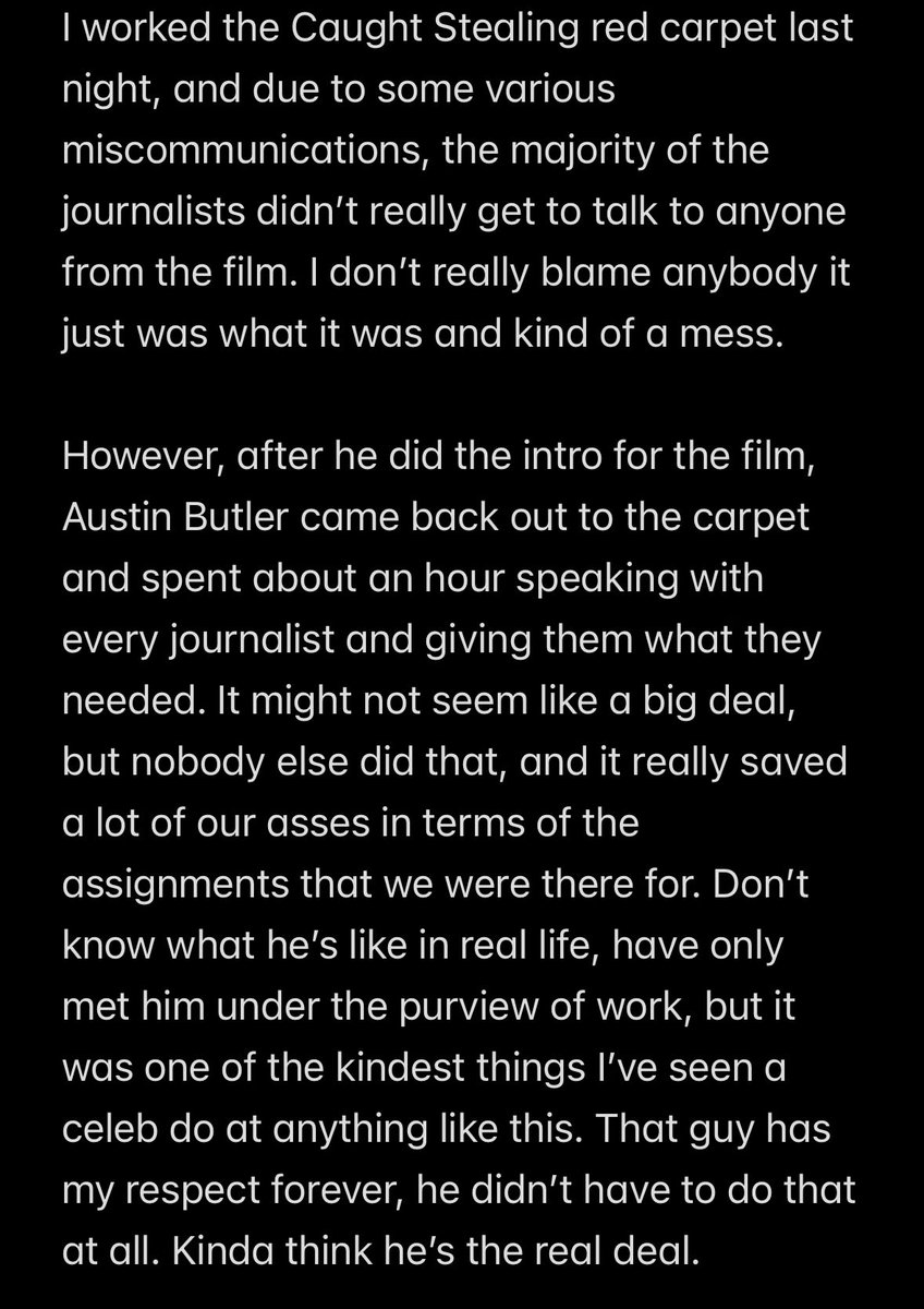 Some words on Austin Butler, a truly nice guy: