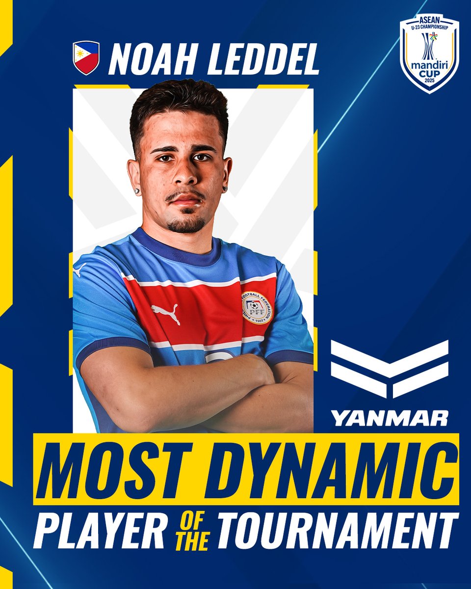 Congratulations to 🇵🇭 Noah Leddel for being voted the #YanmarMostDynamicPlayer at the #MandiriCup2025 👏

#ASEANU23Championship
#ASEANUtdFC