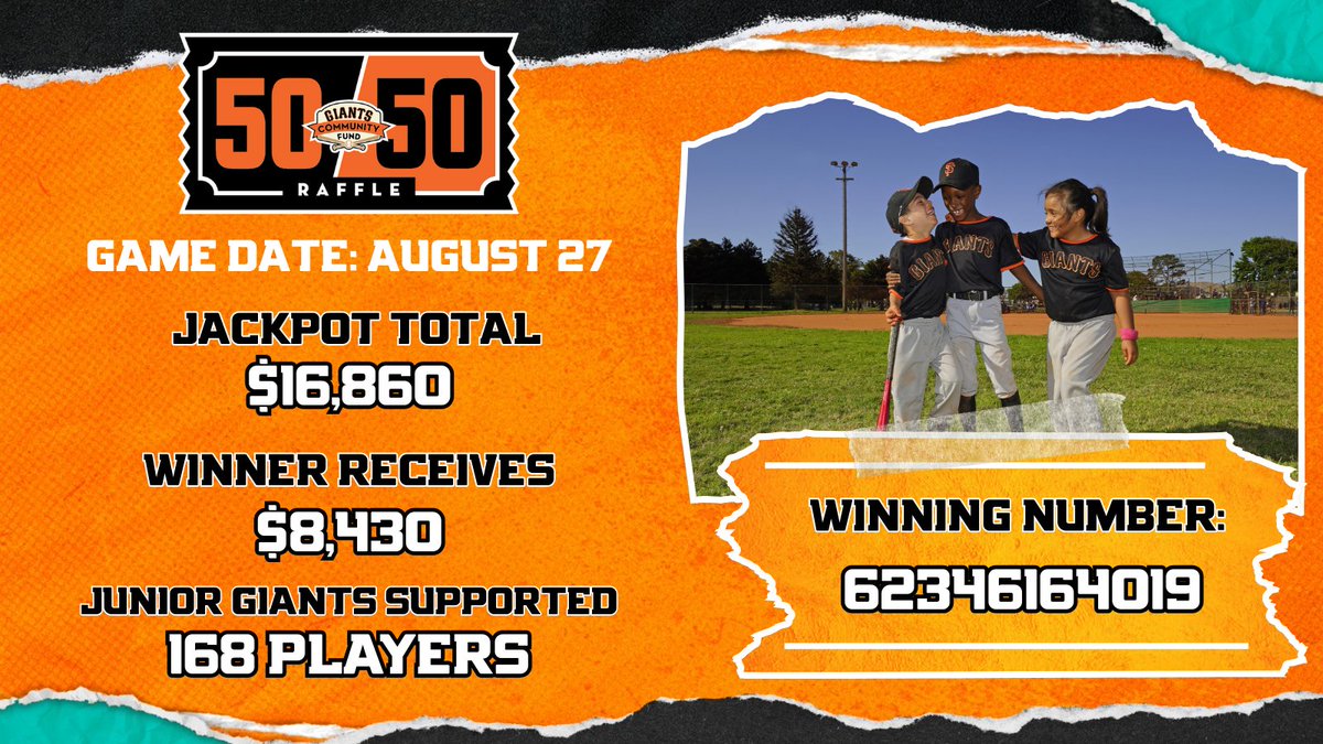 Another game, another winner!  🎟️ Could it be you? Check the 50/50 winning number here:  📷 mlb.com/giants/communi… #SFGiants📷 | #5050Raffle