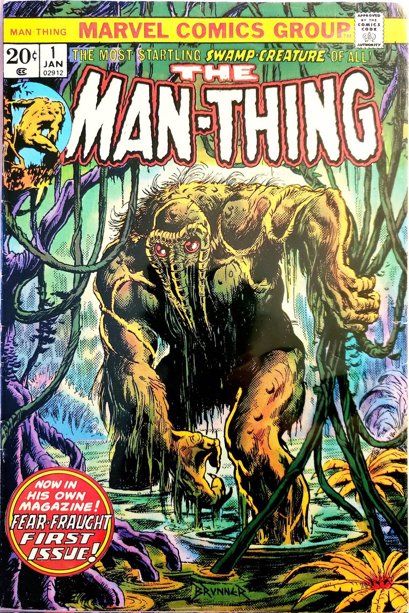 TheComicsGhost's tweet photo. One of my all-time favorite covers! 1974 Marvel Comics "The Most Startling Swamp-Creature Of All!" Man-Thing issue #1 written by Steve Gerber, with art by Val Mayerik and Sal Trapani! 💚 https://t.co/ret9k0jWiI