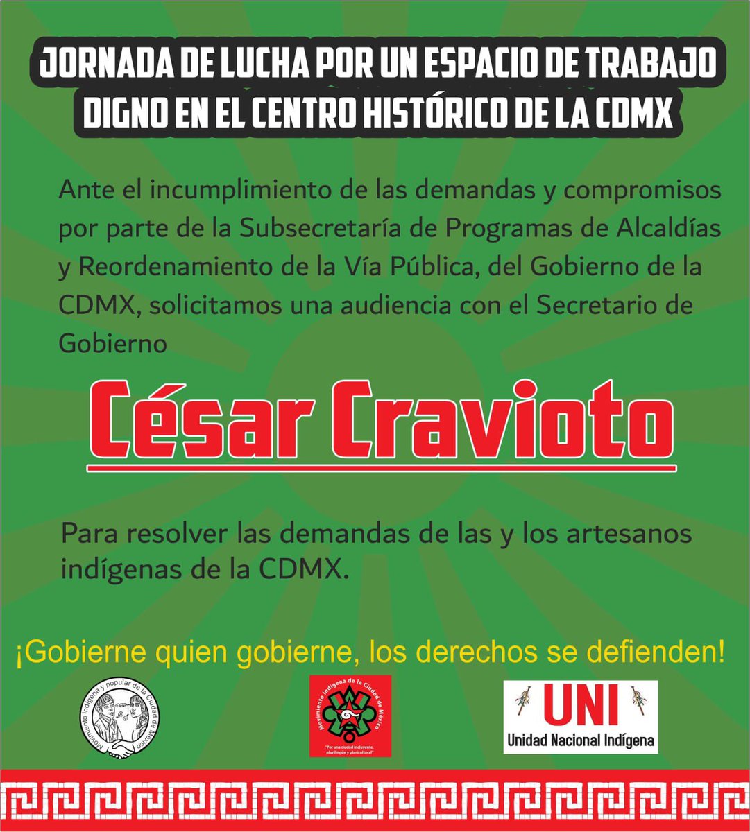 ANTE LA FALTA DE RESPUESTA NOS VEMOS OBLIGADOS A RETOMAR LA JORNADA 
Requerimos atención inmediata <a href="/ClaraBrugadaM/">Clara Brugada Molina</a> <a href="/craviotocesar/">César Cravioto</a> <a href="/Congreso_CdMex/">Congreso de la Ciudad de México</a> <a href="/CDHCMX/">Comisión de DH de la Ciudad de México</a> <a href="/PDHCDMX/">Sistema Integral de Derechos Humanos</a> <a href="/lajornadaonline/">La Jornada</a> <a href="/lhan55/">Luis Hernandez N</a>