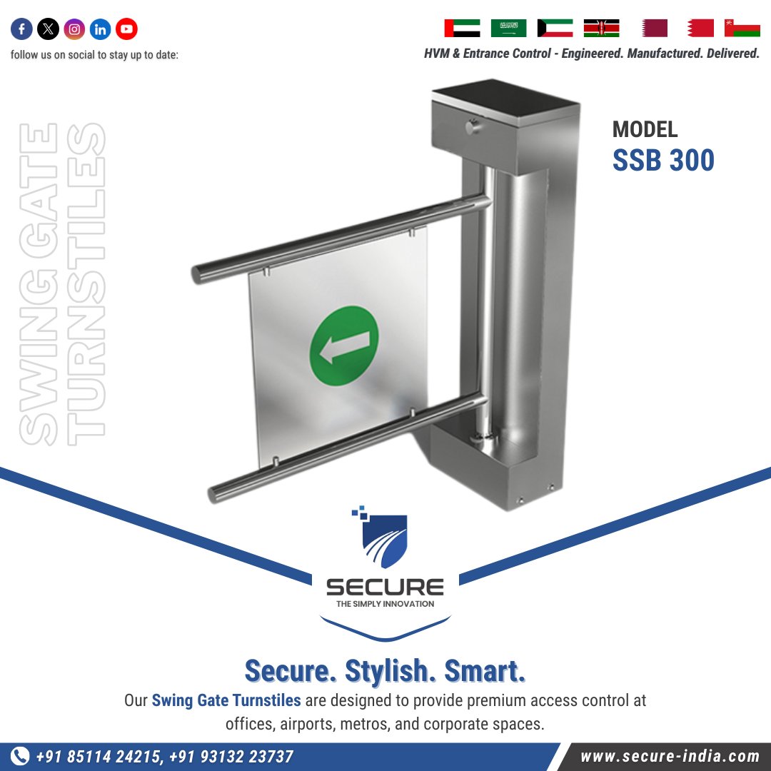 SecureIndia_'s tweet image. Secure. Stylish. Smart.

Our Swing Gate Turnstiles are designed to provide premium access control at offices, airports, metros, and corporate spaces.

secure-india.com/swing-gate-tur…

#SecureIndia #SecuritySolutions #EntranceControl #AccessControl #PerimeterSecurity #SwingGateTurnstile