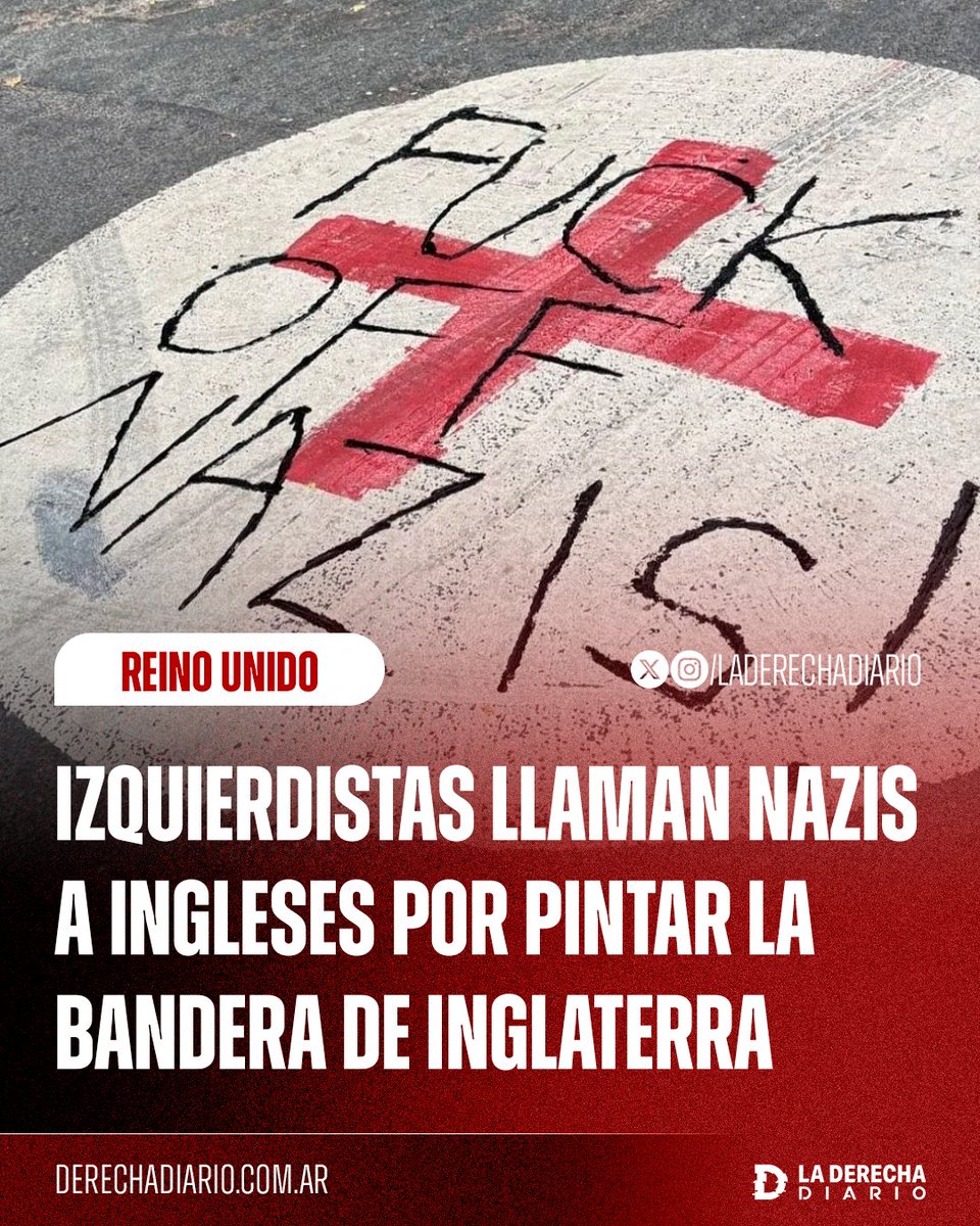 laderechadiario's tweet photo. 🚨🇬🇧 | El reino ya no está unido: Izquierdistas británicos y extranjeros llaman nazis a ingleses por pintar la bandera de Inglaterra en su propio país. https://t.co/AiJxPWDWUd