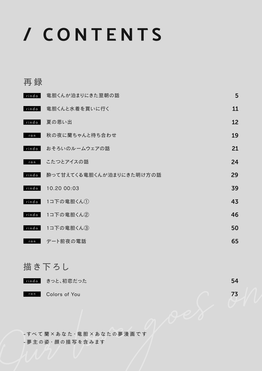 【2025/9/21 罹破維武28 新刊】
hitn夢漫画再録本②「きみと恋のつづき、」
B5/90ページ/会場価格1,000円
-----
とらのあなさんで予約始まりました~
↓リンクはツリーに✍
画像は表紙・目次・描き下ろしの概要です
(サンプルはまた追ってアップします)
#tkrv夢