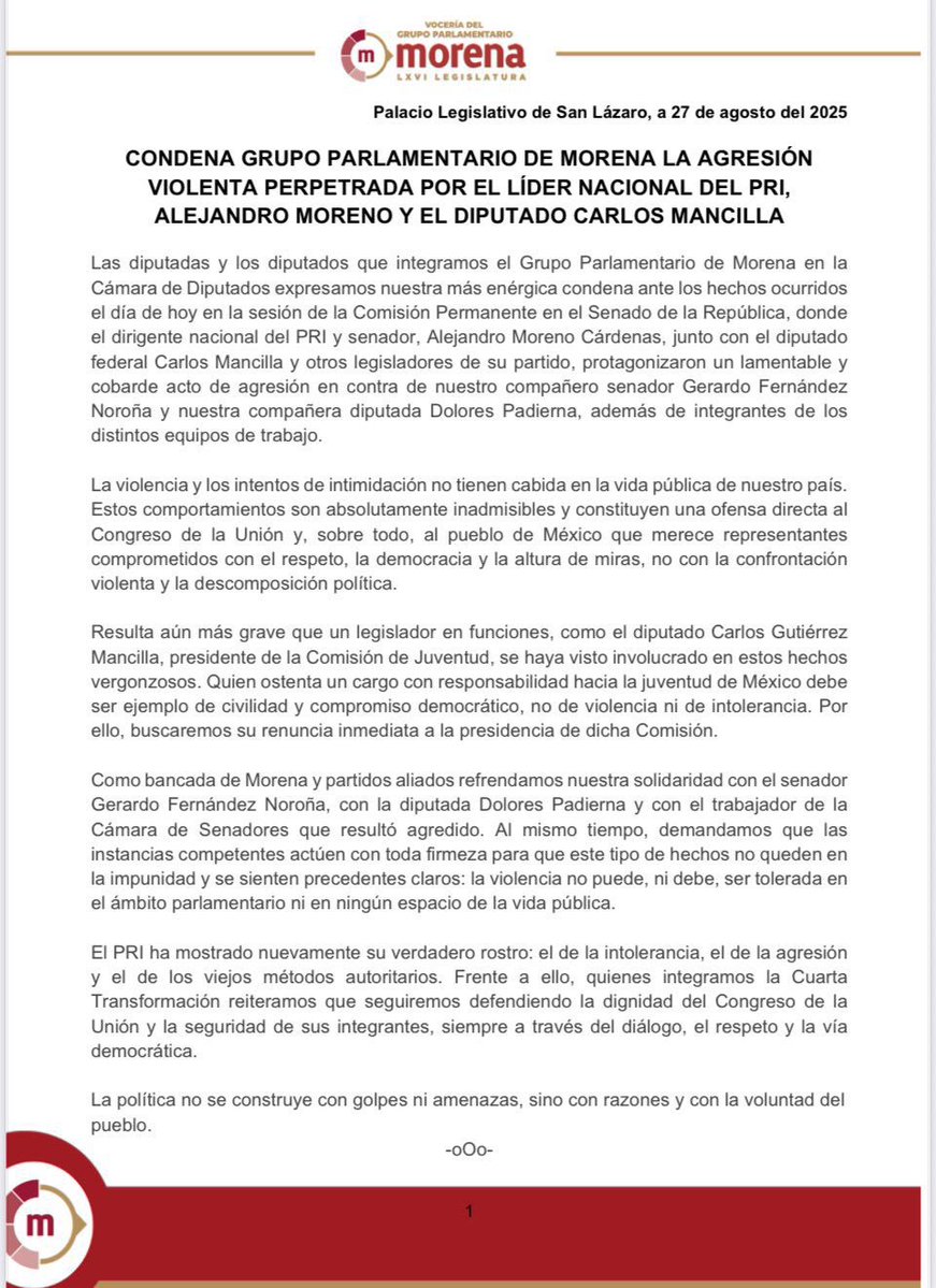 Dolores Padierna (@dolores_pl) on Twitter photo La política no se construye con golpes, ni amenazas, sino con razones y con la voluntad del pueblo.
<a href="/DiputadosMorena/">Tus Diputadas y Diputados Morena</a>
#DoloresDiputada La política no se construye con golpes, ni amenazas, sino con razones y con la voluntad del pueblo.
<a href="/DiputadosMorena/">Tus Diputadas y Diputados Morena</a>
#DoloresDiputada