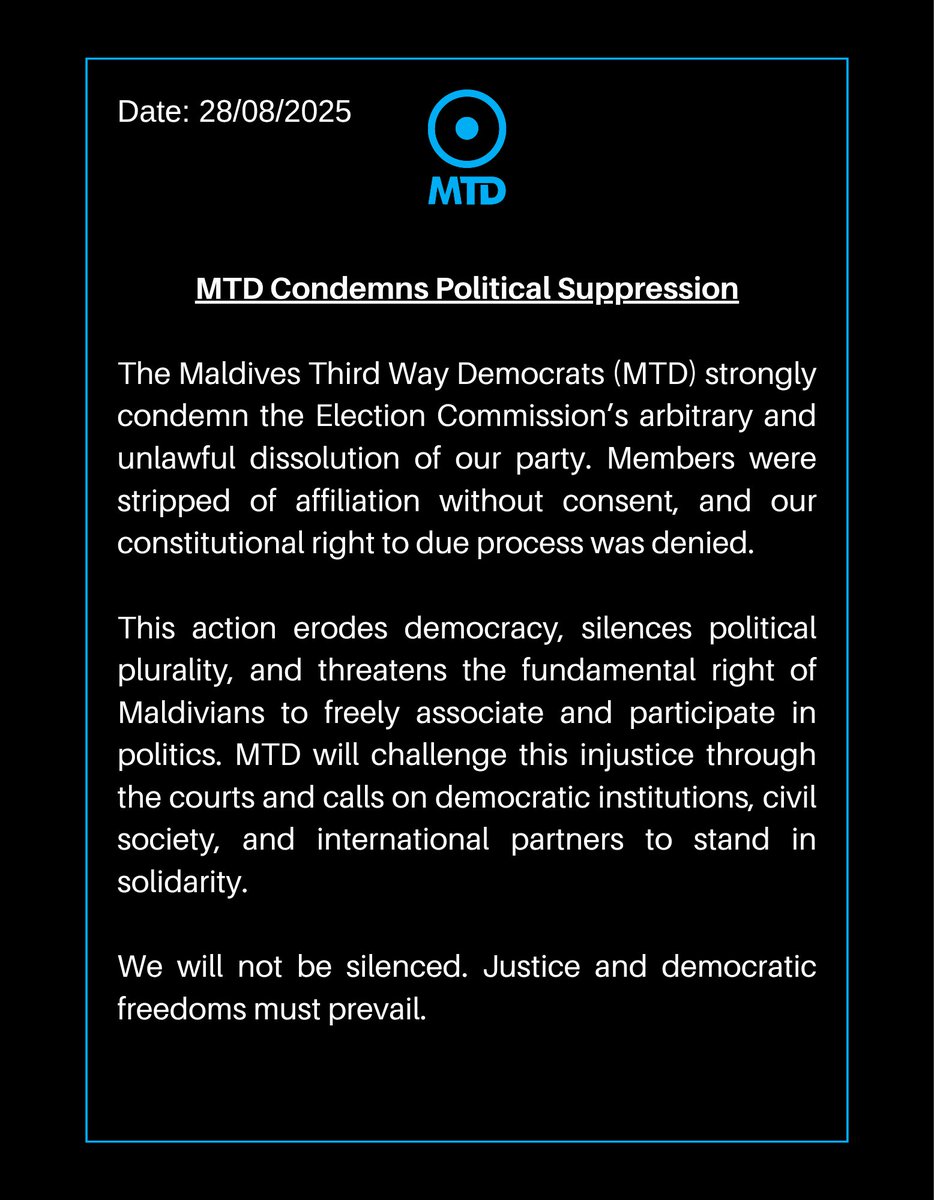 Maldives Third-Way Democrats tweet media