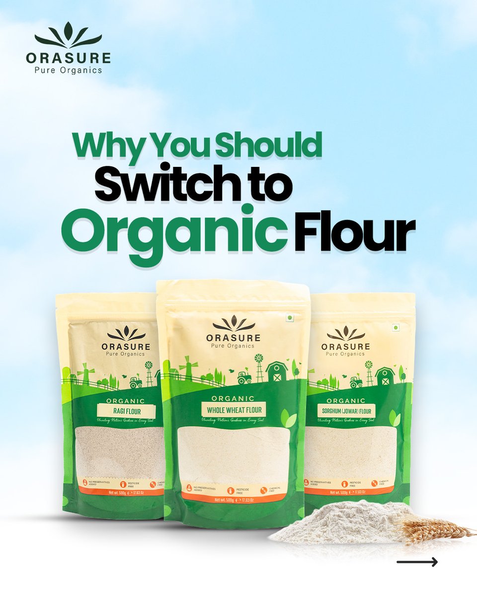 orasureorganics's tweet image. ❌ Most regular flours lose their goodness in processing—hybrid grains, chemicals, and polished nutrients.
Switch to OraSure. Because what you eat, matters. ✨
👉 Visit: orasureorganics.com
Also available on Amazon, Link in Bio!
#OraSureOrganics #OrganicFlour #EatPure