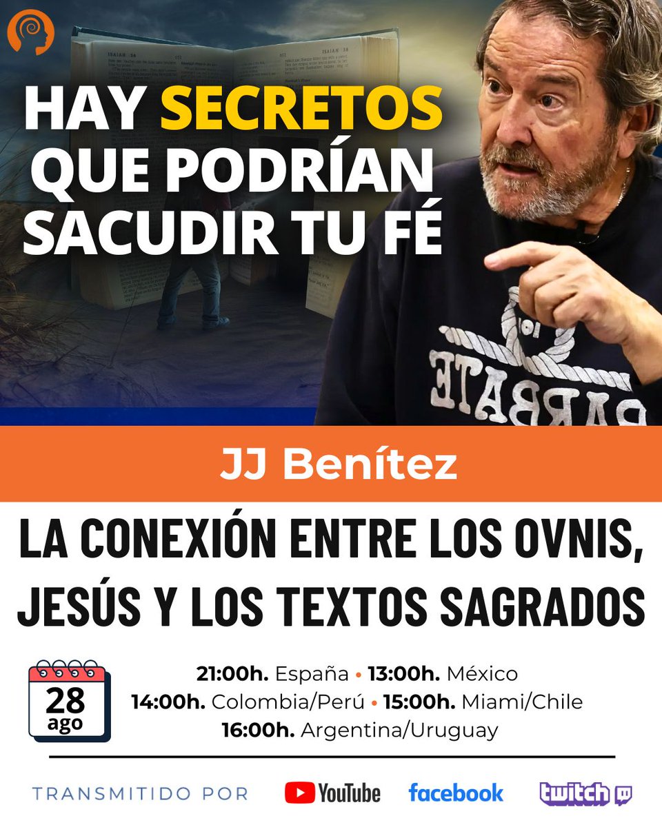mindaliacom's tweet photo. ✨Hoy abrimos mente y corazón✨
🔑 Registros Akáshicos, mediumnidad y canalización
👽 OVNIS, Jesús y textos sagrados con J. J. Benítez
💡 Biodescodificación y origen emocional de los síntomas
👉 ¿Qué tema te vibra más?
#Consciencia #Mindalia #OVNIS https://t.co/l4JdXgEcps